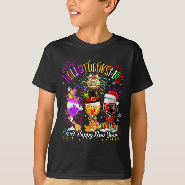 Womens Hallothanksmas &amp; A Happy New Year Firew T-Shirt (Vorderseite)