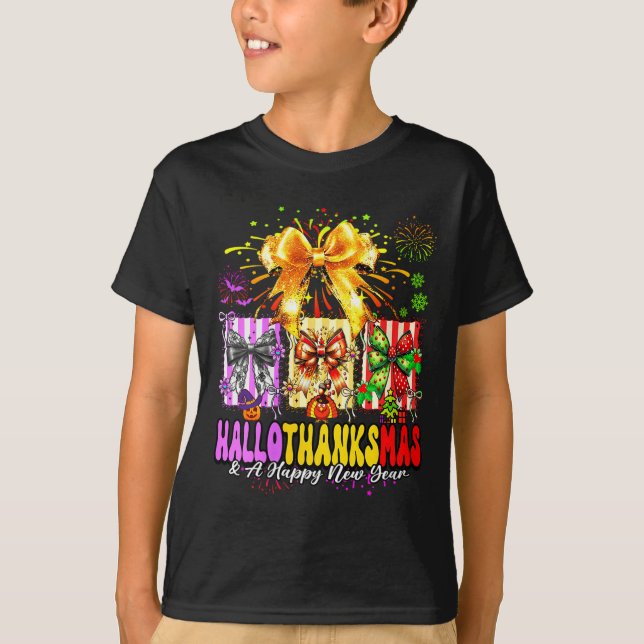 Womens Hallothanksmas &amp; A Happy New Years Eve  T-Shirt (Vorderseite)
