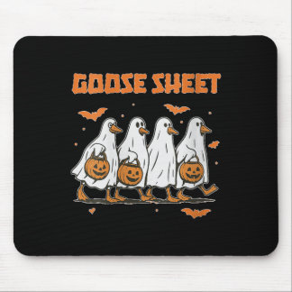 Womens Halloween Fall Goose Sheet Ghost Floral Aut Mousepad