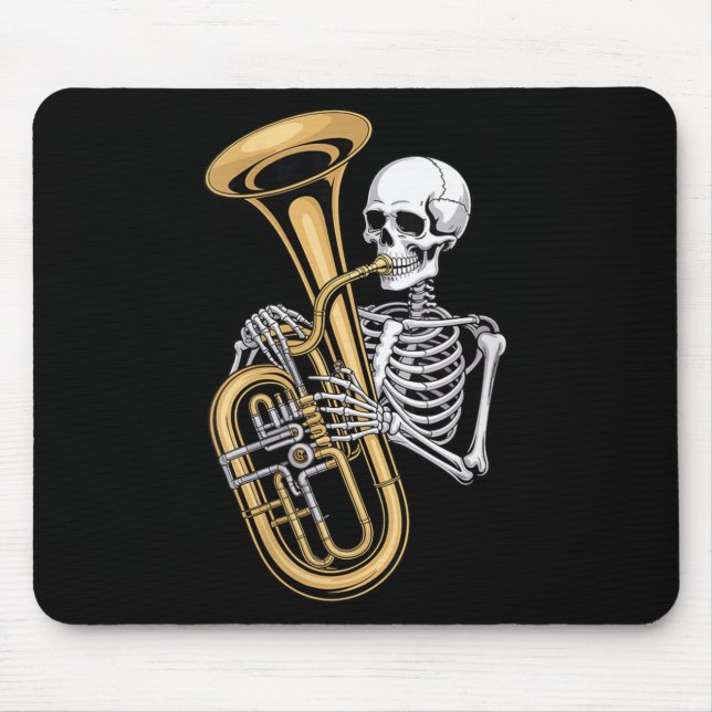 Womens Halloween Skeleton Tuba Tubist V-neck  Mousepad (Vorne)