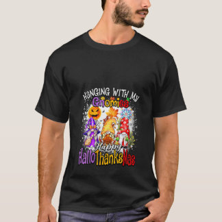 Womens Hanging with my Gnomies Happy Hallothanksma T-Shirt