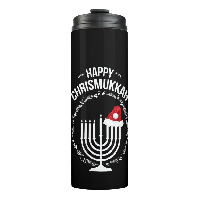Womens Happy Chrismukkah Hanukkah Weihnachtsjuwis Thermosbecher (Vorderseite)