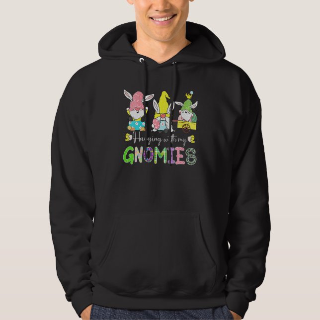 Womens Happy Easter Hanging With My Gnomies Bunny  Hoodie (Vorderseite)