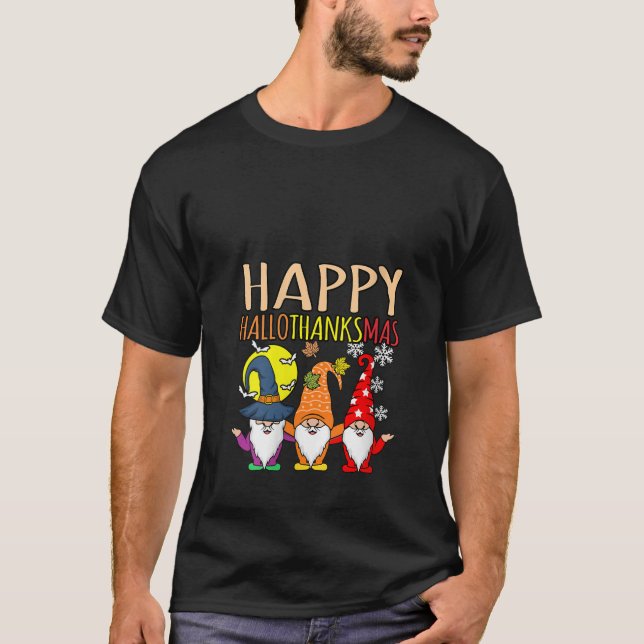 Womens Happy Hallothanksmas Christmas Halloween Th T-Shirt (Vorderseite)