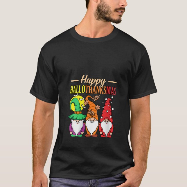 Womens Happy Hallothanksmas Halloween Thanksgiving T-Shirt (Vorderseite)