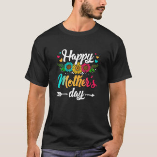 Womens Happy Mother s Day 2023 Cute Floral Girl Wo T-Shirt