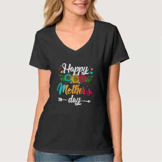 Womens Happy Mother s Day 2023 Cute Floral Girl Wo T-Shirt