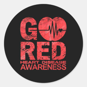 Womens Heart Disease Awareness Month Go Red For Wo Runder Aufkleber