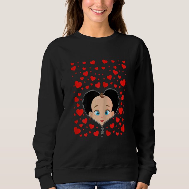 Womens Hearts Woman Pregnant Women with Baby on Bo Sweatshirt (Vorderseite)