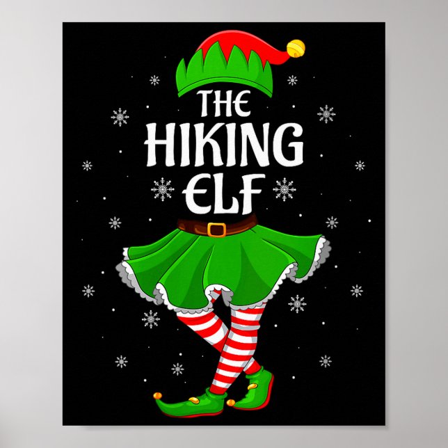 Womens Hiking Elf Christmas Family Girls Women Elf Poster (Vorne)