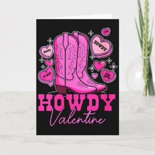 Womens Howdy Valentine _ Hübsche rosa Cowboystiefe Karte