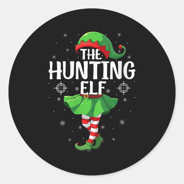 Womens Hunting Elf Christmas Girls Women Elf Squad Runder Aufkleber (Vorderseite)