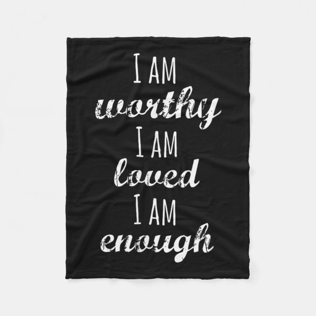 Women's I Am Worthy Motivational Christian  Fleecedecke (Vorderseite)