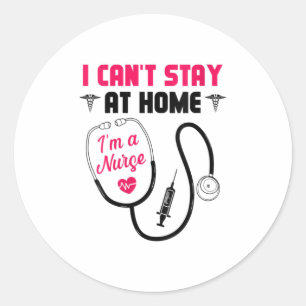 Womens I Cant Bleibe Zuhause I am Nurse VNeck TShi Runder Aufkleber