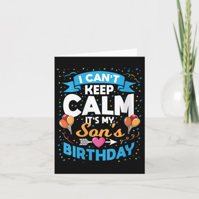 Womens I Can't Keep Calm It's My Son Birthday V-ne Karte (Vorderseite)