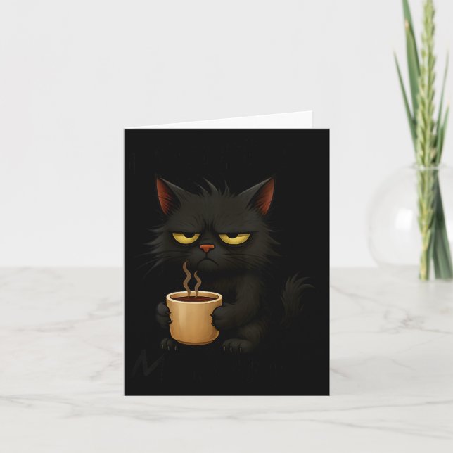 Womens I Don't Do Mornings Funny Quote Black Cat L Karte (Vorderseite)