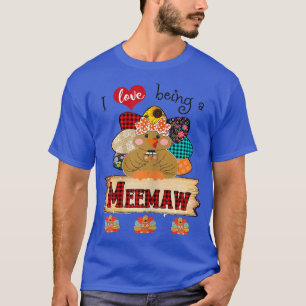 Womens I Liebe als Meemaw Türkei Karierte Blume T T-Shirt