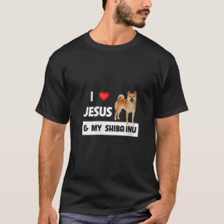 Womens I Liebe Jesus and My Shiba Inu Dog Mama Vat T-Shirt