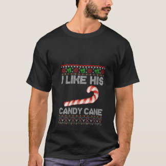 Womens I Like His Candy Cane Funny Couples Ugly Ch T-Shirt