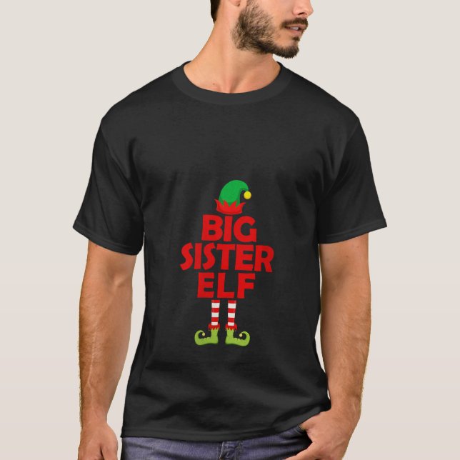 Womens I m The Big Sister Elf Christmas Elf Squad  T-Shirt (Vorderseite)