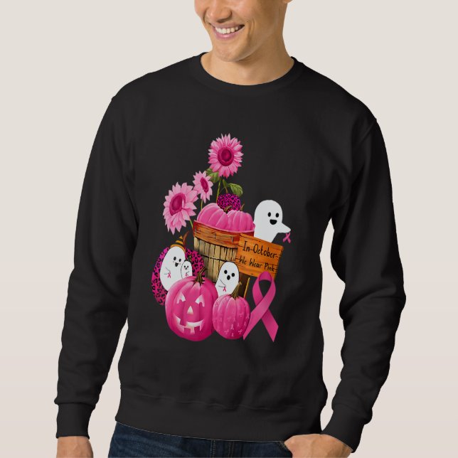Womens In October We Wear Pink Ghosts & Pumpkins F Sweatshirt (Vorderseite)