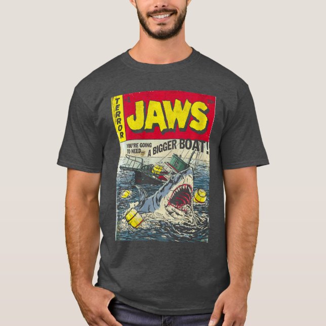 Womens Jaws Pulp Attack Comic Cover VNeck retro T-Shirt (Vorderseite)