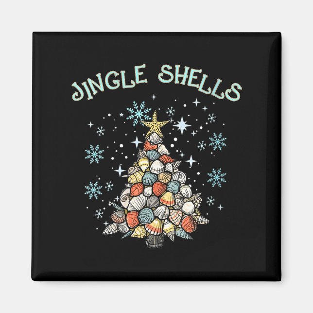 Womens Jingle Shells Christmas Tree Snowflakes Cel Magnet (Vorne)