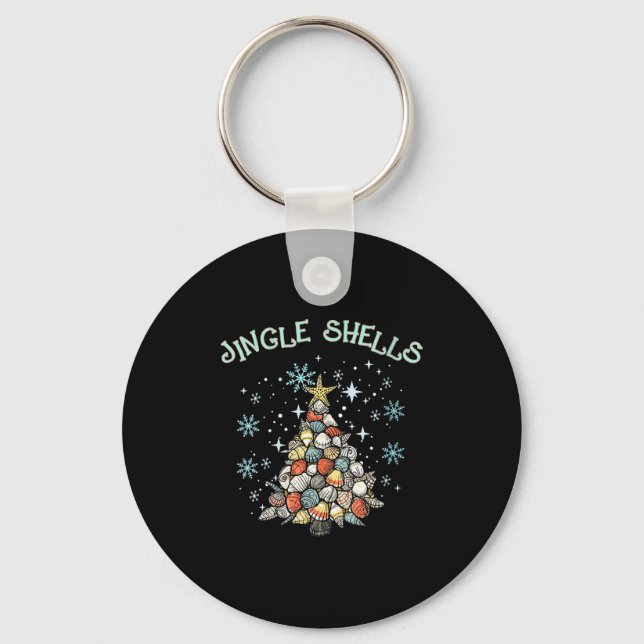 Womens Jingle Shells Christmas Tree Snowflakes Cel Schlüsselanhänger (Vorderseite)