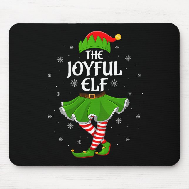 Womens Joyful Elf Christmas Family Girls Women Elf Mousepad (Vorne)