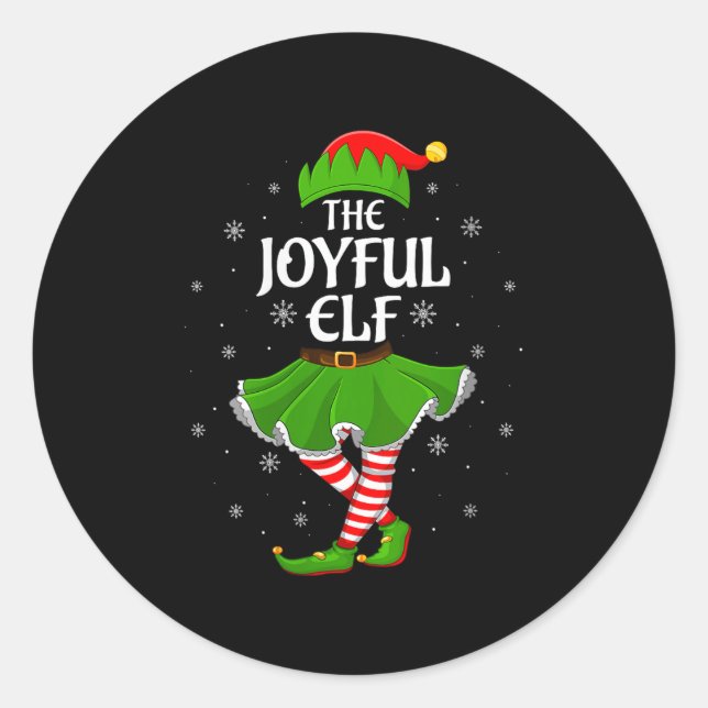 Womens Joyful Elf Christmas Family Girls Women Elf Runder Aufkleber (Vorderseite)