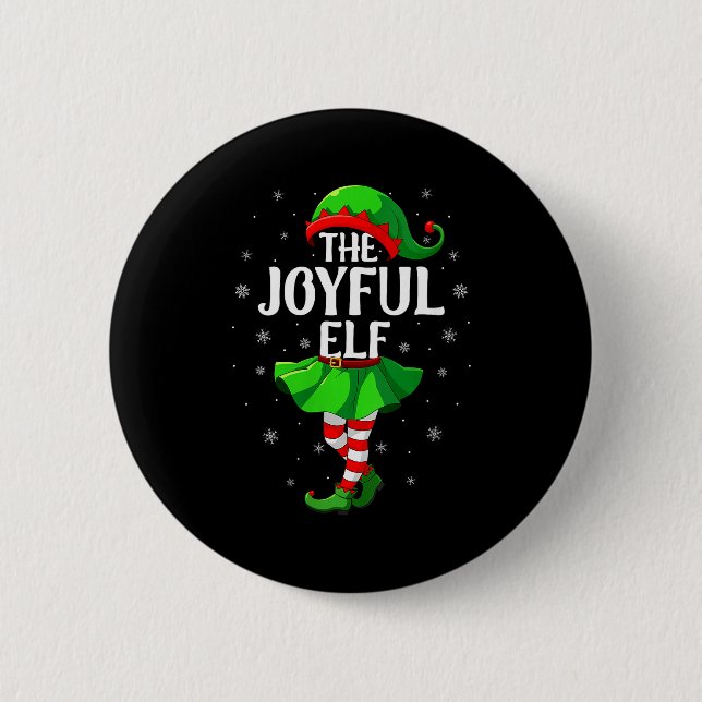 Womens Joyful Elf Christmas Girls Women Elf Squad  Button (Vorderseite)