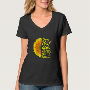 Womens June Girls 1958 Sonnenblume 64. Geburtstag T-Shirt