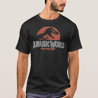 Womens Jurassic World Classic Red Logo VNeck T-Shirt