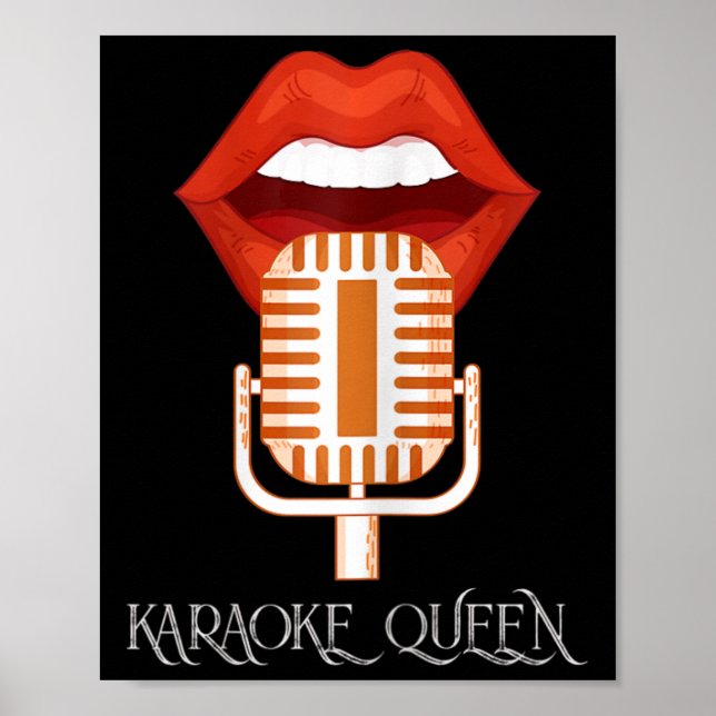 Womens Karaoke Queen Singing Singer Music Micropho Poster (Vorne)