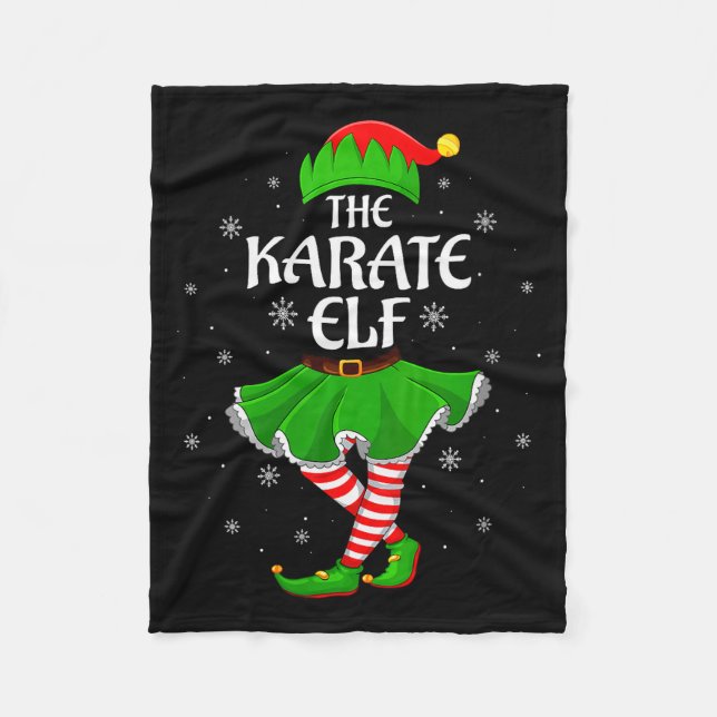 Womens Karate Elf Christmas Family Girls Women Elf Fleecedecke (Vorderseite)