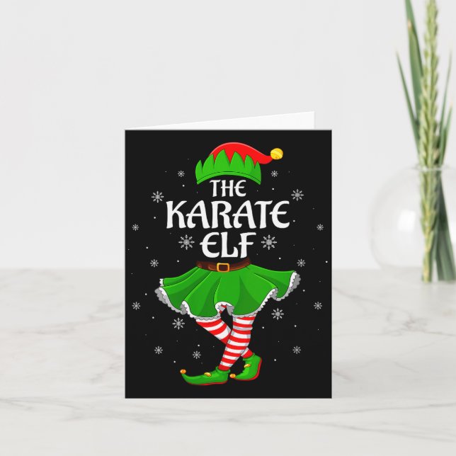 Womens Karate Elf Christmas Family Girls Women Elf Karte (Vorderseite)