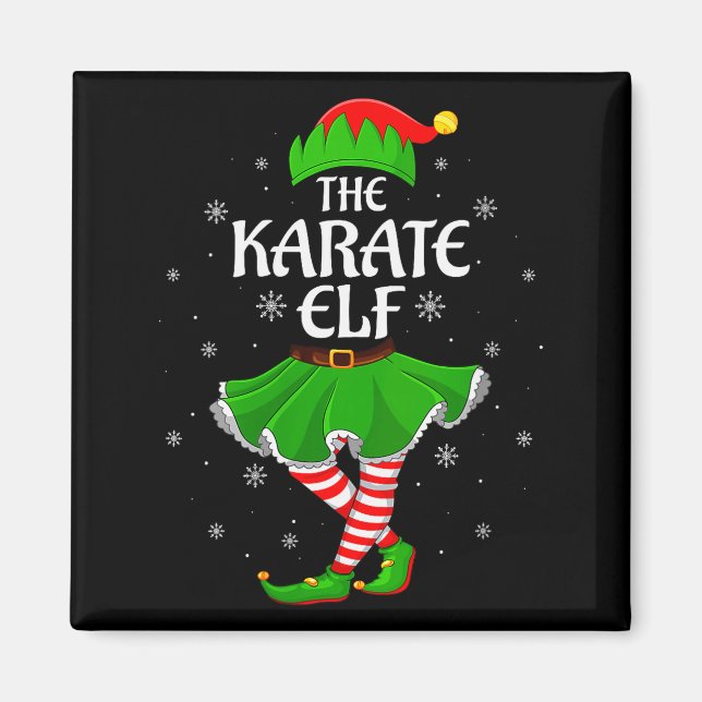 Womens Karate Elf Christmas Family Girls Women Elf Magnet (Vorne)