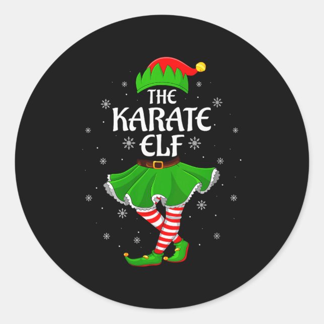 Womens Karate Elf Christmas Family Girls Women Elf Runder Aufkleber (Vorderseite)