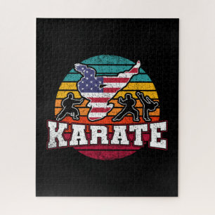 Women's Karate - Girls Martial Arts USA Flag Puzzle