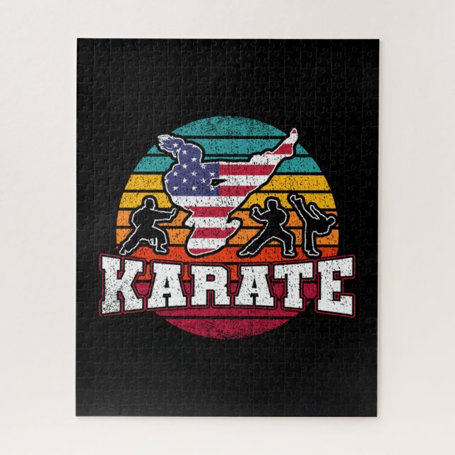 Women's Karate - Girls Martial Arts USA Flag Puzzle (Vertikal)
