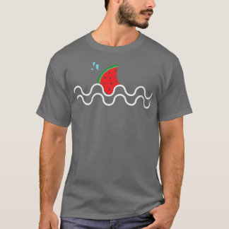 Womens Kawaii Watermelon Shark Fin Tropisches Obst T-Shirt