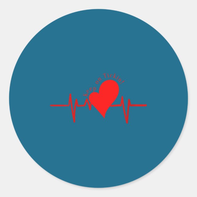 Womens Keep On Tickin! Ekg Heartbeat Cow Valve Hea Runder Aufkleber (Vorderseite)