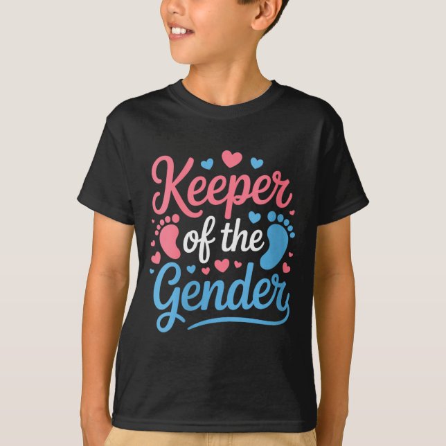 Womens Keeper Of The Gender, Pregnancy Reveal Gend T-Shirt (Vorderseite)