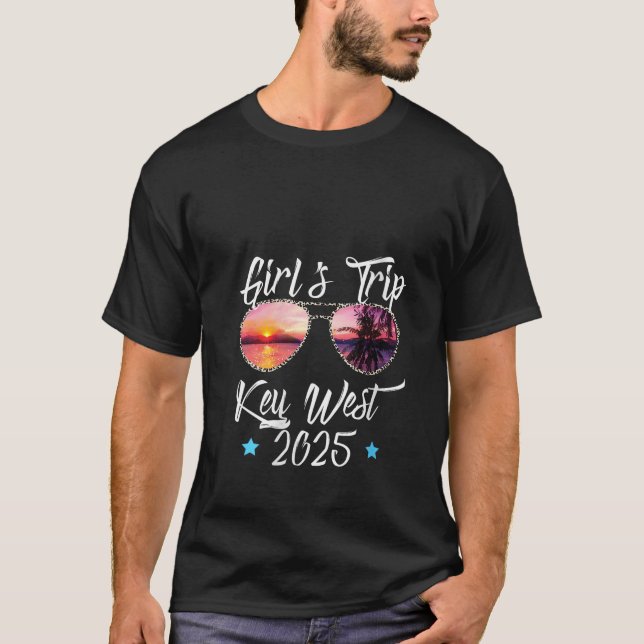 Womens Key West Girls Trip 2025 Cool Sunset Beach T-Shirt (Vorderseite)