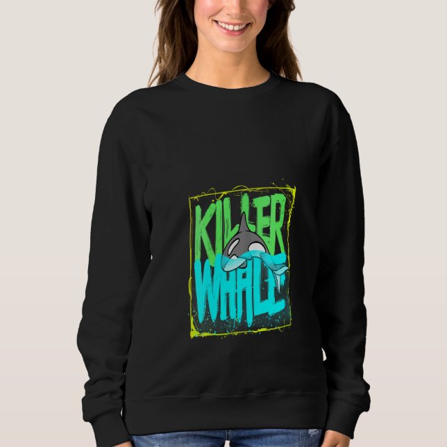 Womens Killer Whale Ocean Orcas V-Neck Sweatshirt (Vorderseite)