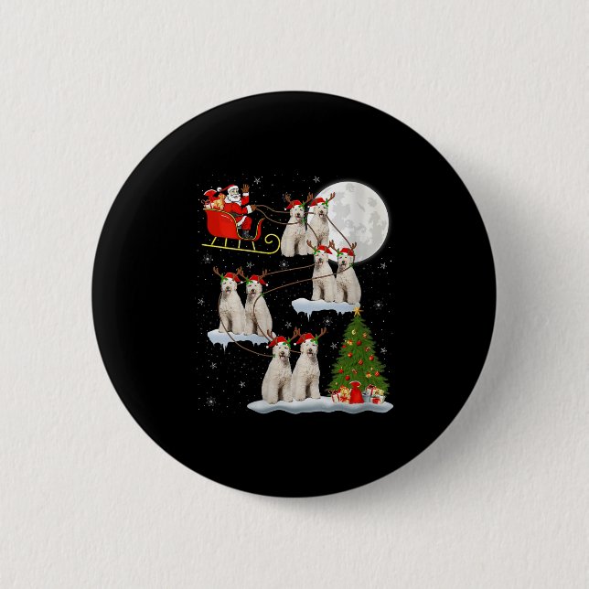 Womens Labradoodle Dog Santa Sleigh Flying Funny M Button (Vorderseite)