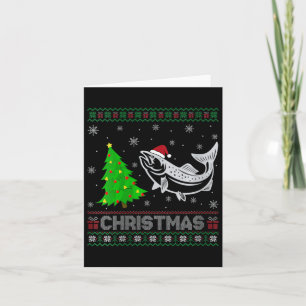 Womens Lachs Xmas Tree Lighting Ugly Weihnachtssch Karte