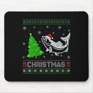 Womens Lachs Xmas Tree Lighting Ugly Weihnachtssch Mousepad
