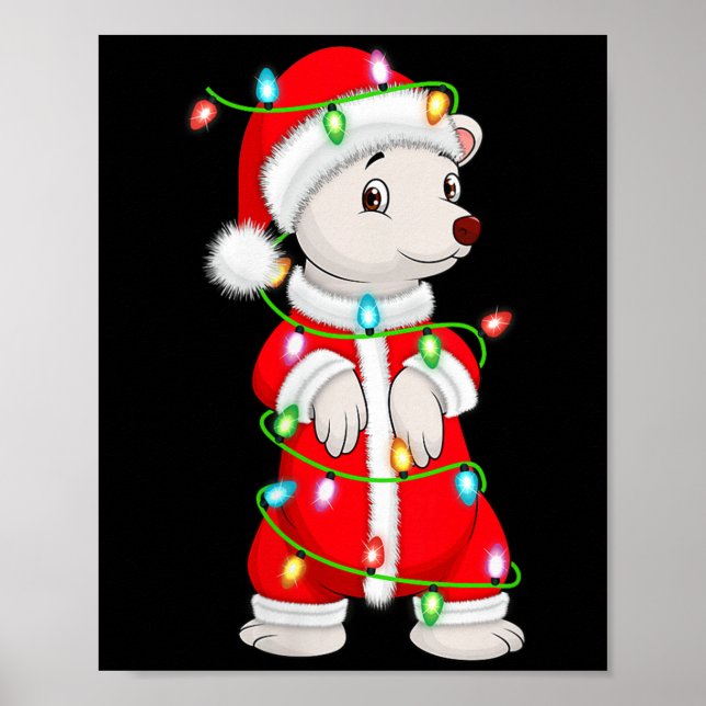 Womens Lar Bear Christmas Lights Santa Costume Cut Poster (Vorne)