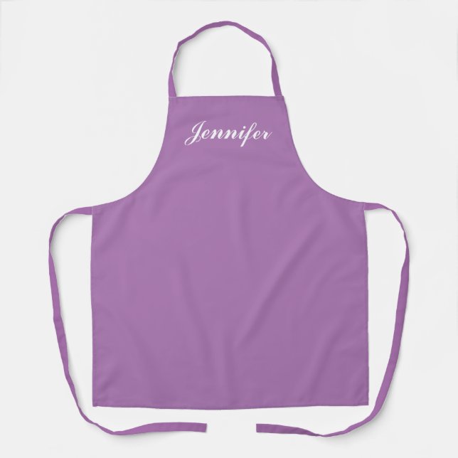Womens Lavender Lila Script Personalisiert Koch Schürze (Vorderseite)
